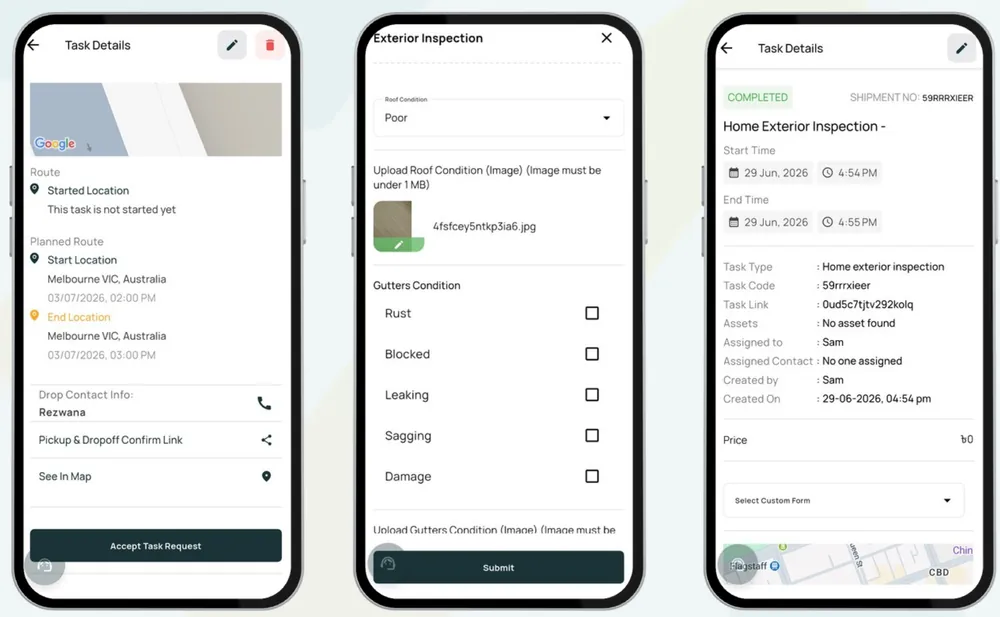Checbox task, checklist and completed job on mobile